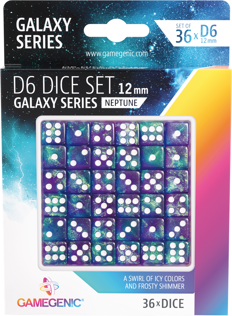 Galaxy Series -Neptune- Set de 36 Dés de 6 - 12mm