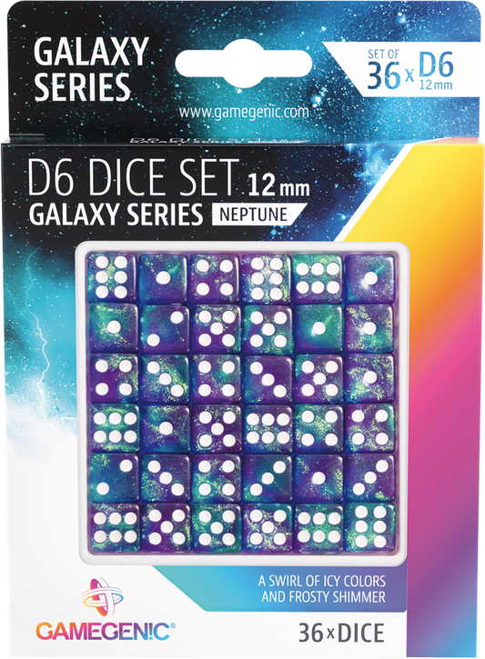 Galaxy Series -Neptune- Set de 36 Dés de 6 - 12mm